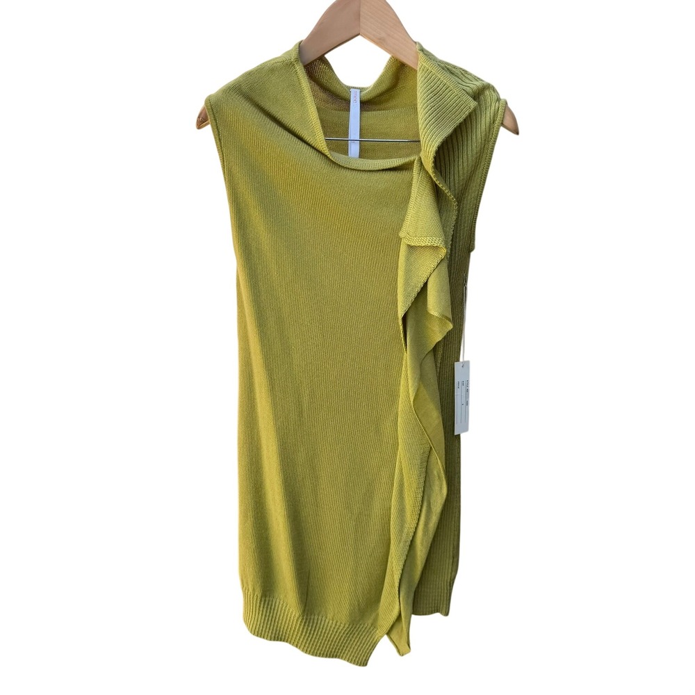 Renee C Women S Green Acrylic Knit Sleeveless Ruffle Front Tunic Top Style 1080